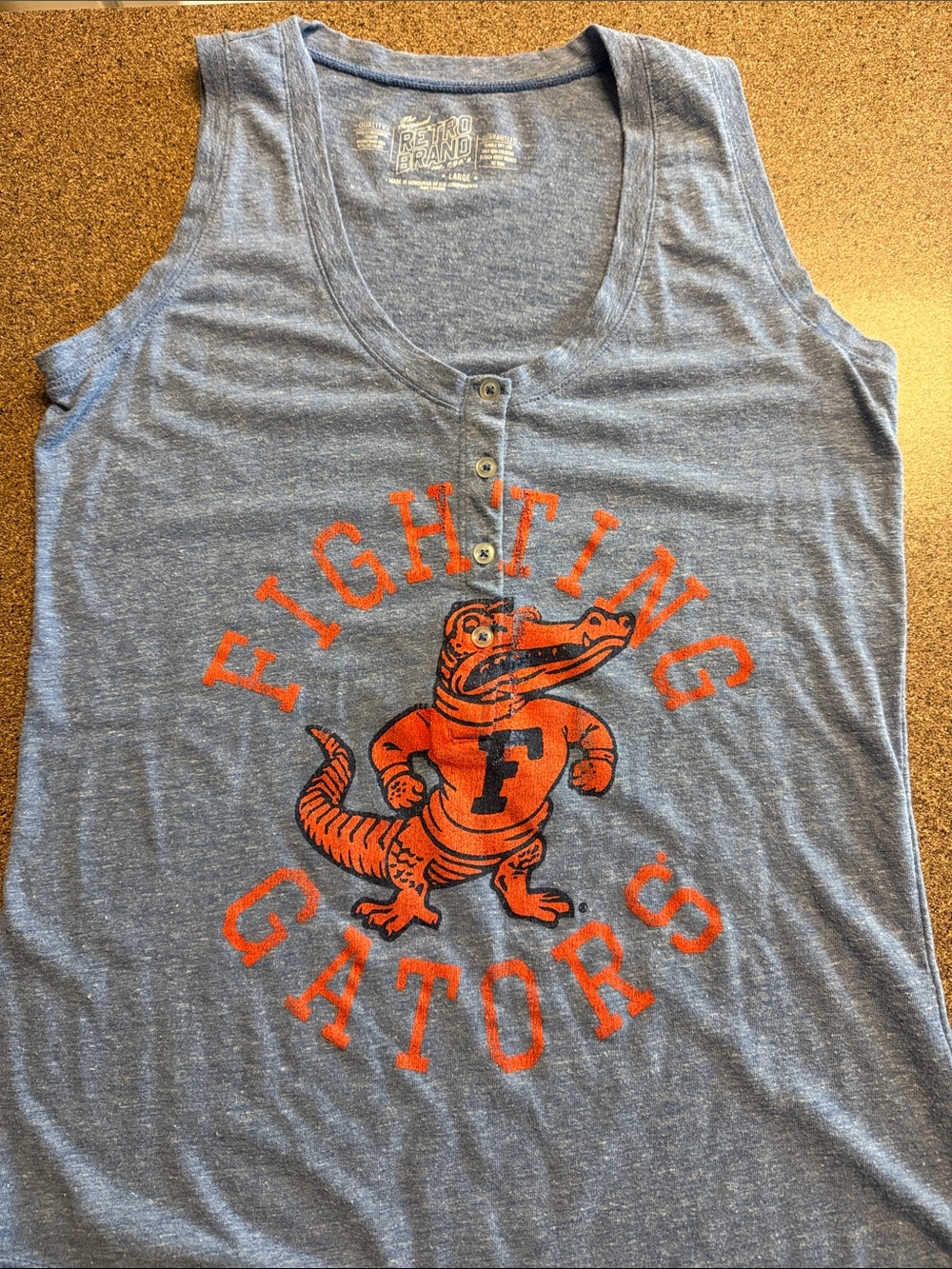 Original Retro Brand Florida Gators Fighting Albert Tank Top Blue Orange Large